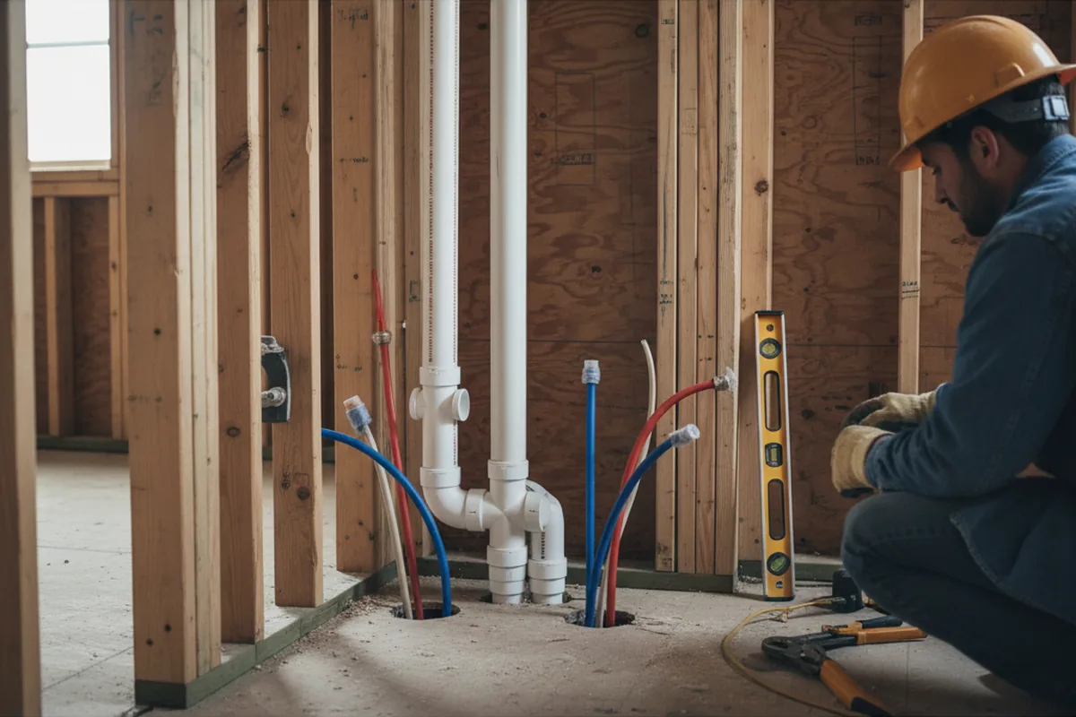 Drain and supply rough-in during Sump Pump Repair in Olalla